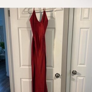 Elegant Red Spaghetti Strap Dress